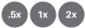 0,5×, 1×, 2×