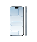 Phone Air, pohled zepředu, blankytně modrá barva, Dynamic Island uprostřed nahoře, pohled z boku, velmi tenký profil, boční tlačítko, ovladač fotoaparátu