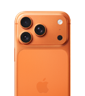 iPhone 17 Pro, pohled zezadu, kosmicky oranžová barva, modul s profesionální Fusion fotosoustavou nahoře