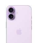 iPhone 17, pohled zezadu, levandulová barva, dvojitá Fusion fotosoustava vlevo nahoře