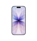 iPhone 17, pohled zepředu, levandulová barva, Dynamic Island uprostřed nahoře