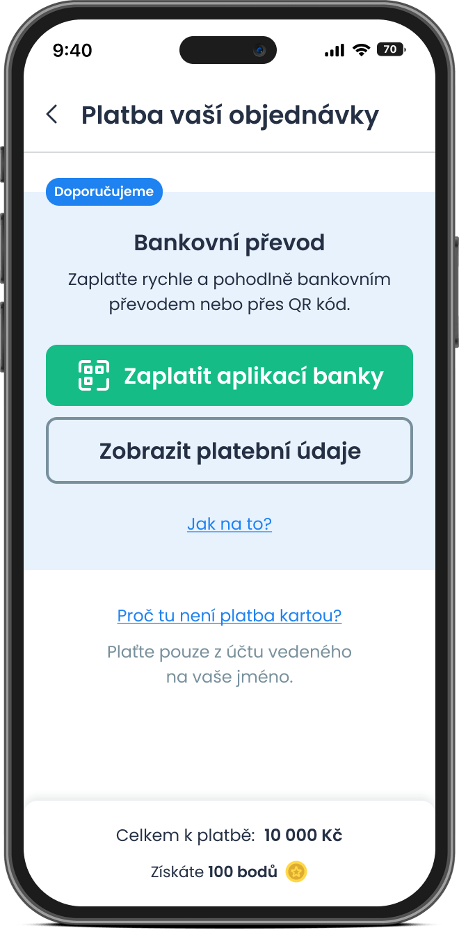 Odložená platba – 3. krok – platba objednávky